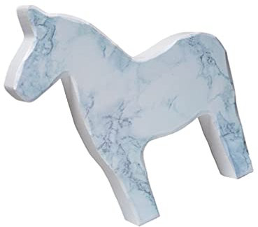 EXCEART Pferde-Figuren aus Holz für den Schreibtisch, Pony, Modell, Tierstatue, Basteln für Zuhause, Schlafzimmer, Büro, Tischdekoration (Steintextur, weiß)