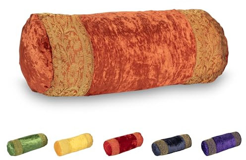 Aga's Own Nackenrolle – Memory Foam Kissen – Ergonomisch gestaltet für Kopf, Nacken, Rücken – Hypoallergenes Kissen – Gefüllt mit Baumwolle – Unterstützung zum Schlafen (Samt, Rost)