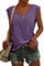 ASKSA Damen V-Ausschnitt Flügelärmeln T-Shirt Sommer Einfarbig Tank Top Oberteile Casual Lose Shirts Basic Hemd Tee Tops (Violett,L)