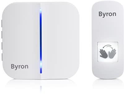 Byron DBY-23431 Kit de Sonnette sans Fil & sans Contact - Pas Besoin de Presser Le Bouton - Portée 100 m en Champ Libre - 60 mélodies Blanc