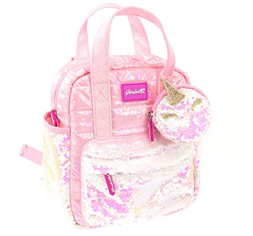 Girabrilla Nice Group Mini Backpack Puffer Licorne, Sac à Dos avec Poches et Porte-Monnaie en Paillettes Rose - 19008