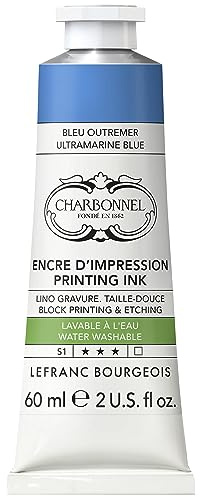 Lefranc Bourgeois 301495 Charbonnel - Vernice per stampa in rame lavabile in acqua, eccellente resistenza alla luce, vegano, 100% privo di solventi, tubetto da 60 ml, colore: blu oltremare