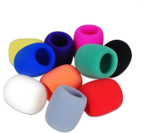 Namvo 10Pcs Microphone Cover, Colorful Foam Mic Cover Handheld Microphone Windscreen for KTV Stage
