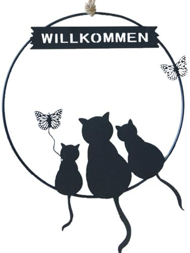 Türschild Türkranz Willkommen Metall (schwarz)