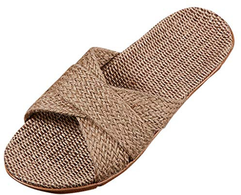 Dasongff Tong Plates Simple Jaune en Paille Femme Été Bande Croisée Sandales Corde Femme Été Nu Pied Femmes Plage Piscine Élégant Espadrilles Tong Sandale Ado Fille Bout Ouvert Slip-on Mode