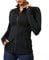 QUEENIEKE Women's Slim Fit Running Jackets - Long Sleeves Athletic Workout Gym Tops with Back Mesh Vent & Thumb Holes (Black, Medium)