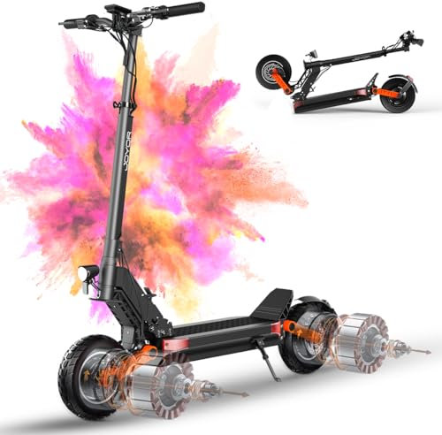 JOYOR S10S Trotinette Electrique Adulte Puissante Autonomie 70-85km Moteurs 2000W Avant & Arrière Trottinette électrique Adulte 60V 18Ah Tout Terrain Double Suspension Scooter Electrique Adulte