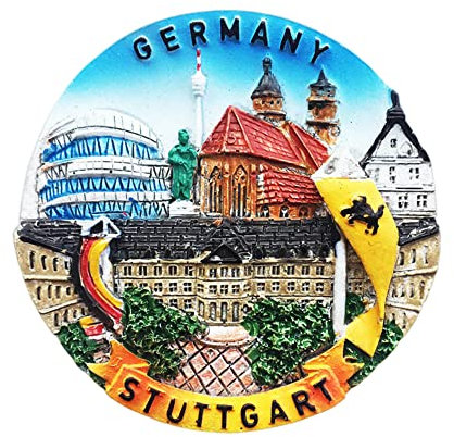 Stuttgart Deutschland Kühlschrankmagnet Reise Souvenir 3D Kühlschrank Dekoration Magnetaufkleber Handbemalte Bastelkollektion
