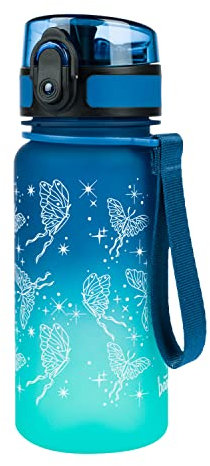Baagl Kinder Trinkflasche Auslaufsicher Wasserflasche 350ml, Kindergarten Schule und Sport Flasche für Mädchen Tritan (Butterfly)
