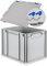 Eurobox NextGen Economy 40x30x32cm Griffe geschlossen mit Scharnierdeckel grau, Kunststoffbox 30 Liter stapelbar Transportbox, Campingbox Farbe Deckel-Verschlüsse wählbar (Verschlüsse Blau)