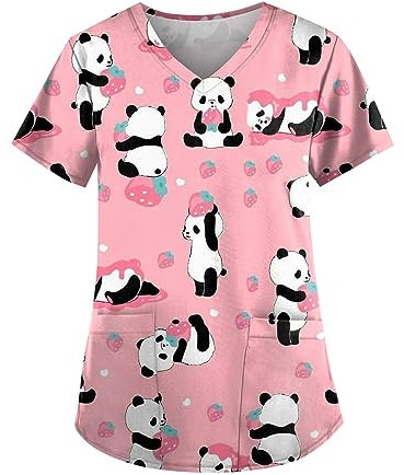Saymany Kasack Damen Nurse Berufsbekleidung - Uniform Für Pflege - Arbeitshose Weiß - Weihnachtsdeko Lustig - Kasack Herren (4-Pink, XL)