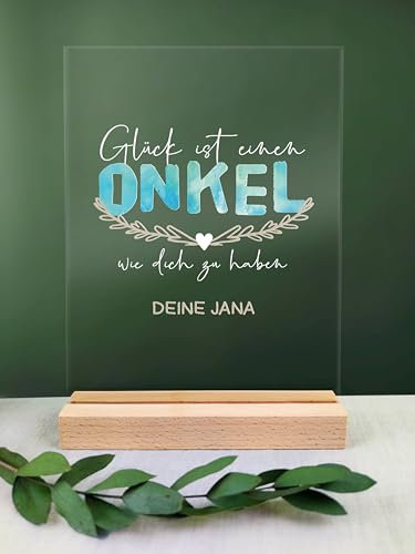 Onkel Geschenk personalisiert - Acryl Geschenk - Geburtstagsgeschenk Onkel, Onkel Geschenkideen, Onkel Geschenke, Onkel Geschenk Geburtstag, Geschenk für den Onkel, Watercolor Personen (Onkel)