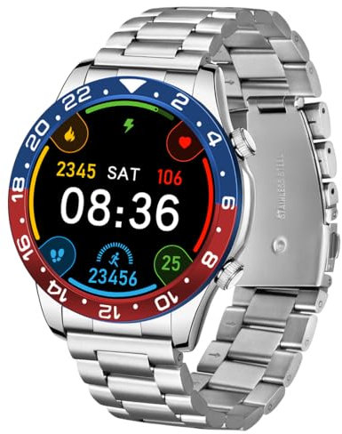 LACZ DENTON Rollstimi Herren-Smartwatch, Bluetooth, Anrufe tätigen mit 3,9 cm großem Bildschirm, IP68 wasserdicht, Android iOS-kompatibel, Fitness-Tracker, Herzfrequenz-Schritt, Militär-Smartwatches