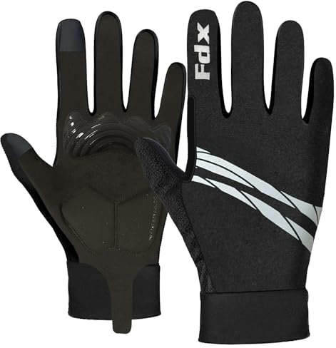FDX Vollfinger-Winter-Fahrradhandschuhe, thermisch, warm, wasserabweisend, winddicht, Anti-Schock-Gel-gepolsterte Handflächen, Touchscreen, atmungsaktiv, rutschfest, für Herren und Damen, Rennen, MTB,