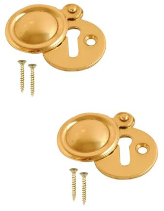 Brass Victorian Keyhole Covered 35mm Escutcheon Covered Round Front Door Keyhole Covered Plate Lock Cover with Screws for Internal Doors Pack of 2.