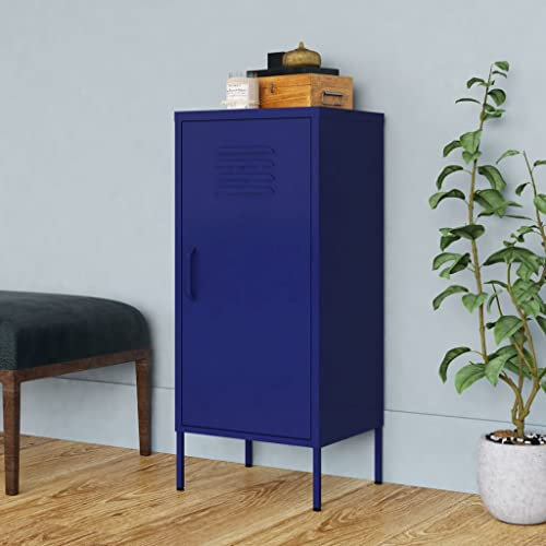 UTSRABFA Kleiderschrank Kellerschrank Sideboard Wohnzimmer Lagerschrank Marineblau 42,5x35x101,5 cm Stahl Geeignet für Küche, Abstellraum, Keller,Datenraum
