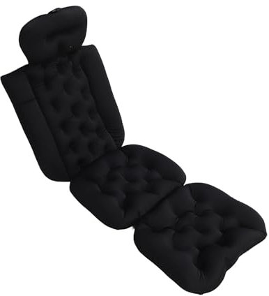 Ganzkörper Badekissen für Erwachsene, bequemes Design rutschfeste Unterseite abnehmbar und waschbar Badewannenkissen mit Anti Rutsch Technologie (Black)