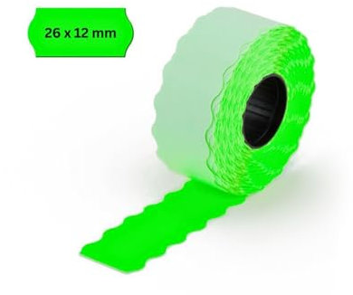 POKORNYS – 54.000 selbstklebende Etiketten für Preisauszeichner (grün / 26x12mm) I permanent haftend I Kennzeichnung mit Preis, Datum ... I Preisetiketten für Handauszeichner mit Wellenrand ​