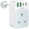 UK to European Adapter Plug, PD 35W Fast Charge USB C European Travel Adapter with 4 USB Ports, UK to EU Plug Adaptor for Germany France Spain Turkey Iceland Greece Poland and More(Type E/F)