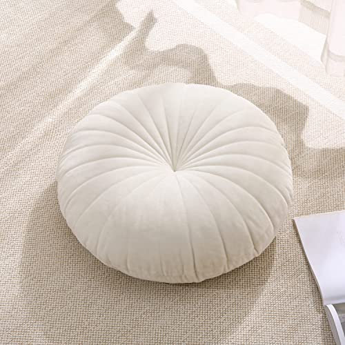 MolynnChic Floor Pillow Meditationskissen Rund Groß Bodenkissen Sitzkissen Für Erwachsene, Samt Dicke Bodenkissen Für Yoga Wohnzimmer Balkon Outdoor Tatami 40cm (beige)