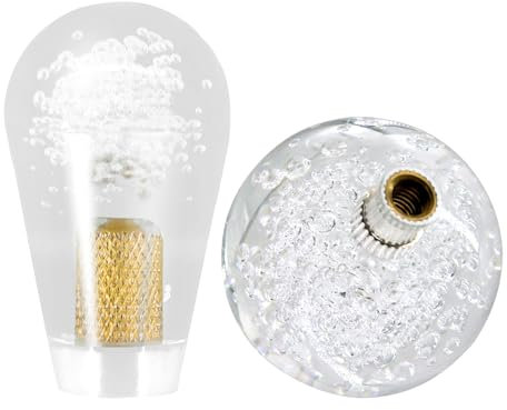 Boguish Crystal Joystick White Handle M6 Top Ellipse Oval and Round Ball Head Easy Install Controller Game DIY Rocker Head Parts Replacement for Arcade Games
