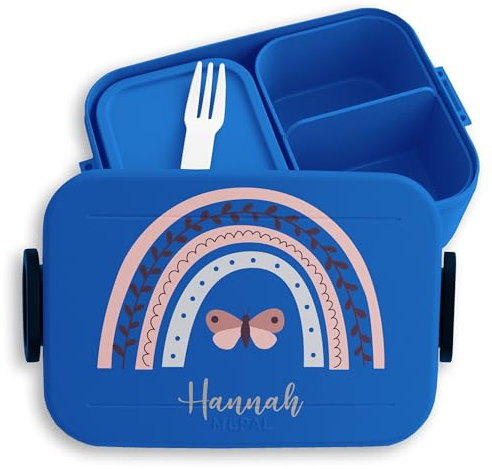 Kinder Bento Box Midi Lunchbox für Mepal Bentobox - Regenbogen Geschenk Regenbögen - 900 ml - Blau - schulkinder geschenke brotdose mädchen schule rainbow brotbox kinderbrotdosen fächern