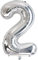 Vthoviwa 32 Zoll Luftballon Zahlen 2 silber, Luftballon 2. Geburtstag Foil Ballon, 0123456789,10-19,20-25,30,40,50,60,70,80,90, Folienballon 2 Party Dekoration