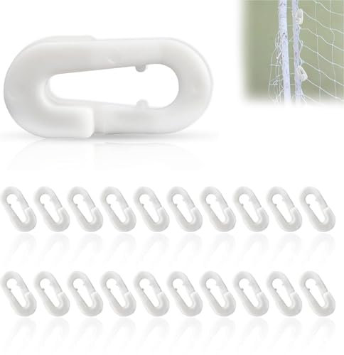 Football Goal Net Clips 20 PCS, Goal Net Clips, Soccer Goal Accessories Plastic Net Clips Easy to Fit for Football Soccer Nets, Tennis Nets, Outdoor Sports, Players Teammates Coaches, (White)