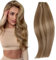 RUNATURE Tressen Echthaar Extensions 50cm Braun Mit Blond Weaving Echthaar Extensions Tressen Bruan Blond Lang Echthaar Tressen Zum Einnähen 20 Zoll 100g #10/16