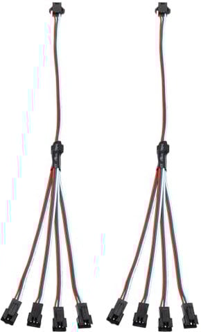 PATIKIL 30CM 1 to 4 ARGB Splitter Cable, 2 Pcs PWM Fans RGB Extension Power Cord with SM 3 Pin Connector Plug for Computer Chassis Motherboard