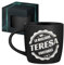 Maverton Tazza da caffè latte o tè in ceramica - 400 ml - Incisione personalizzata - Bicchiere con manico per bevande per Lei - Tazze da colazione per compleanno donna - Interno nero - timbro
