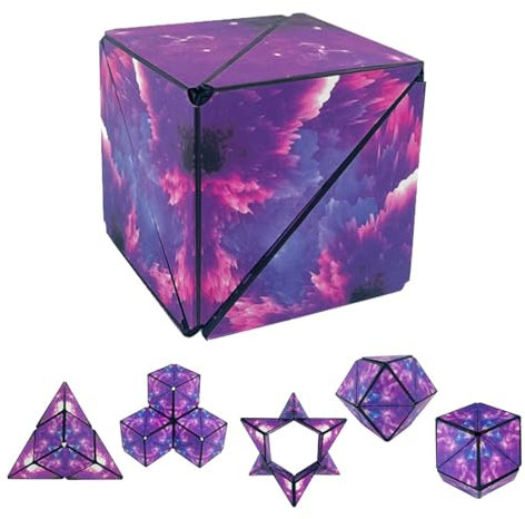 FAINCA Zauberwürfel, 3D Rubiks Cube, Rubiks 3D Puzzle, Magic Cube Antistress Spielzeug, Formwechsel Zauberwürfel, Zauberwürfel Magnetisch, Herausforderndes und Unterhaltsames Denkspiel (Lila)