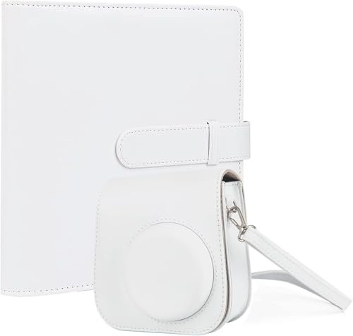 Crefotu Tasche Hülle mit 256 Taschen Fotoalbum für für Fujifilm Instax Mini 12 Sofortbildkamera (Weiß)