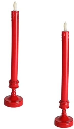 HOMOCONO 2pcs Flameless Led Window Candle Lights Remote Control Taper Design for Home Decor Parties Weddings and Holidays Safe and Reusable Red Led Candle