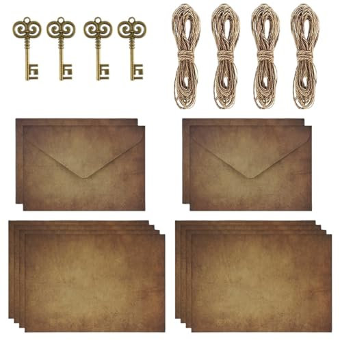 PRAOFRT 2 Sets Writing Paper with Envelope Vintage Writing Paper Vintage Paper Kit for Writing Antique Letters Retro Kraft Paper Envelope Writing Parchment Paper