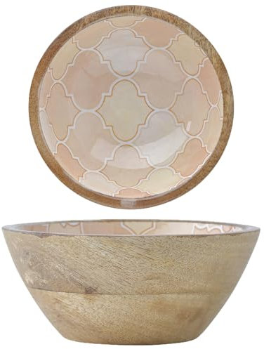 Marrakesch Schmuckschale Schale aus Holz & Emaille 15 cm bunt | Handgefertigte Schlüsselschale Holzschale Kesse -1- als Wohnzimmer Deko | Aesthetic Deko Snackschale Schüssel als Geschenk für Frauen