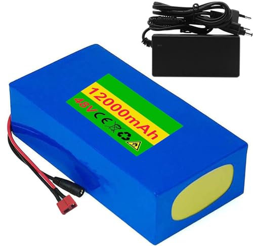 Batterie de vélo électrique 48V Batterie de E-Bike Lithium-ION 10Ah 12Ah avec Chargeur Haute Puissance pour 250W 300W 400W 500W 750W 800W Scooter Moteu avec Chargeur 48V 12AH,T