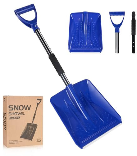 Snow Shovel，2025 Upgraded Lightweight High-Capacity Aluminum Snow Removal Tool with Portable Handle, Kids Snow Shovel, Suitable for Emergencies, Car Driveways, Gardens, Camping (Blue