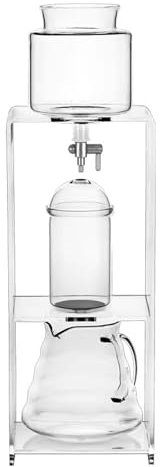 Cafetera de Goteo frío con tecnología de Goteo Lento - Filtro de Acero Inoxidable, Flujo de Agua Ajustable - Prepara de 3 a 6 Tazas - Soporte de acrílico Incluido - Máquina de café con Hielo
