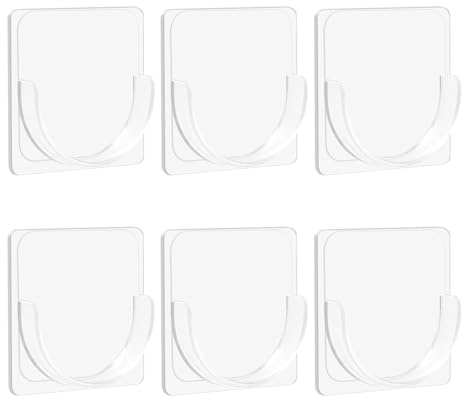 Soporte para barra de cortina de ducha, 6 piezas, adhesivo en forma de U, para armario, cocina, baño y dormitorio