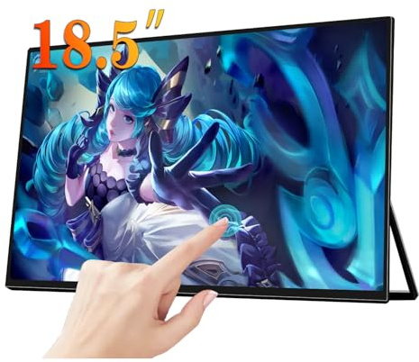 18.5-Inch Touchscreen Portable Monitor 120Hz FHD 1080P Laptop Monitor USB-C IPS HDR FreeSync, Second Travel Monitor w/VESA & 180° Adjustable Stand Speakers Ultra-Slim & Lightweight for Phone PC Switch