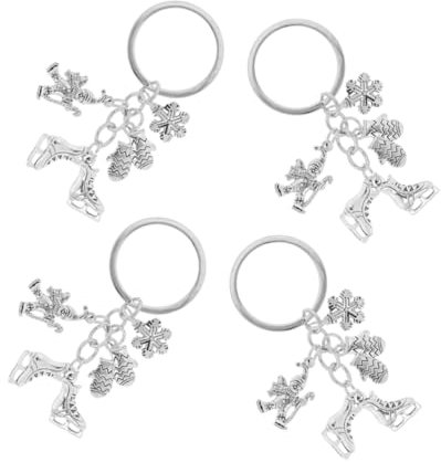 JECOMPRIS 4 Stücke Skifahrer-schlüsselanhänger Eiskunstlauf Schlüsselanhänger Anhänger Mit Schlittschuhen Schlittschuh-party-schlüsselanhänger Geldbörse Zinklegierung Silver