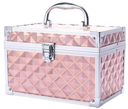 KiBcsLic Cosmetic Storage Box for Makeup And Nail Art with Waterproof Hard Shell, Pink B