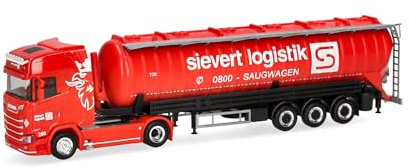 Herpa Truck model Scania CS 20 HD suction silo semitrailer Sievert Logistik, miniature scale 1:87, collectible, Made in Germany, plastic