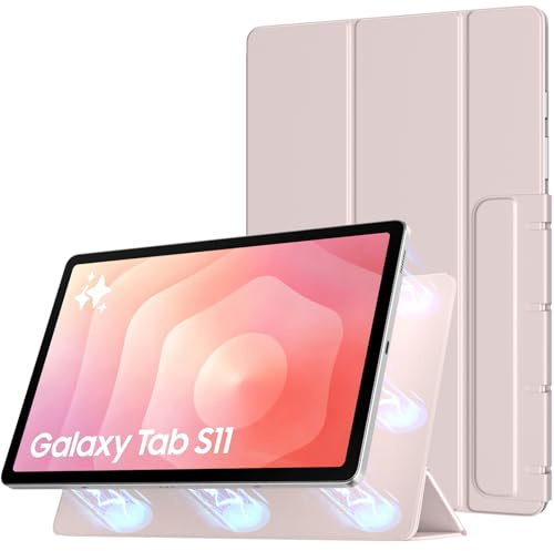TiMOVO Custodia Magnetica per Samsung Galaxy Tab S11 11 Pollici 2025 SM-X730/X736B, Sottile Copertura Stand Intelligente e Leggero, Supporto Auto Wake/Sleep, Rosa Trasparente