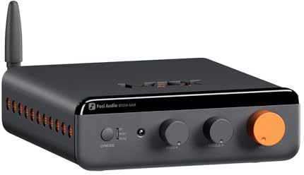 Fosi Audio BT20A MAX Stereo Amplifier HiFi, Bluetooth 6.0 Power Amp with PFFB Technology, 2.1 Channel 300W x 2 Max, 2 RCA Input, Subwoofer Output, Remote Control, EQ Control, Bypass, HPF, 12V Trigger