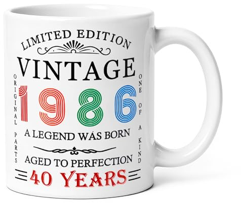 Yuecda 1986 Birthday Gifts, Vintage 1986 Cups Coffee Mug 11oz, Gift Ideas for 40 Year Old