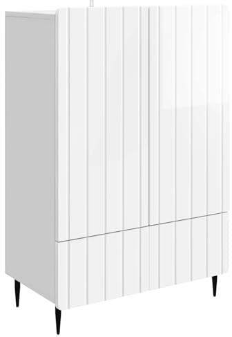 vidaXL Sideboard Hochglanz Weiß 66 x 34,5 x 97 cm Holzwerkstoff, Eleganter Sideboard, viel Stauraum, praktische Möbel, modernes Design, effektive Wohnzimmereinrichtung