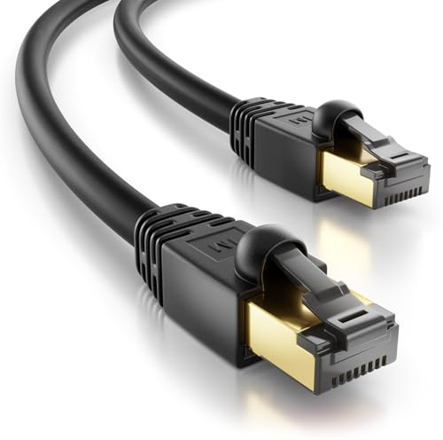 deleyCON 15m CAT 8.1 Outdoor Netzwerkkabel 40 Gbit/s 2000 MHz S/FTP Kupfer | RJ45 Stecker Ethernet LAN DSL Patchkabel, witterungsbeständig, für Außenbereich, PC, TV, Kamera, PoE und Camping