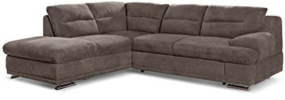 Mivano Ecksofa Coast / Große Sofagarnitur in L-Form mit Ottomane links / 264 x 88 x 217 / Mikrofaser: Dunkelbraun